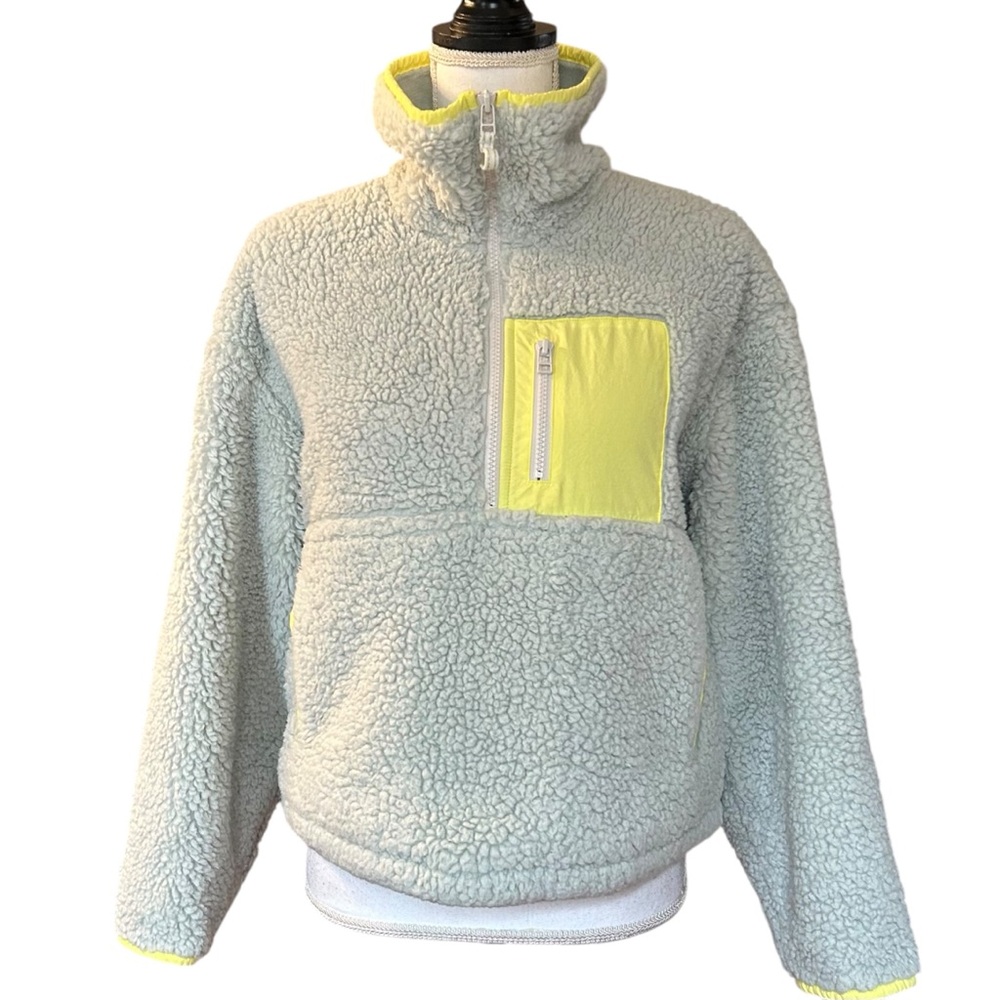 Anthropologie Half Zip Fleece Pullover Teddy Sherpa Women’s SZ Small Gray Cozy - Picture 3 of 11